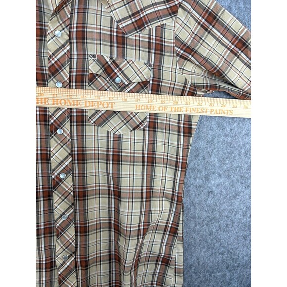 VINTAGE ATB Authentic Western Shirt Men's 15.5 Brown Outdoor Pearl Snap 34/35 - Picture 6 of 8